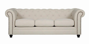 Roy Traditional Oatmeal Button-Tufted Sofa