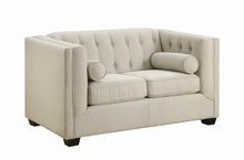 Load image into Gallery viewer, Cairns Transitional Oatmeal Tufted Back Loveseat
