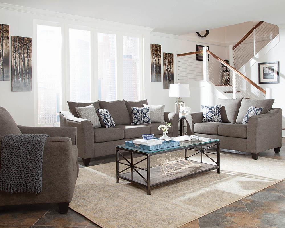 Salizar Transitional Grey Loveseat