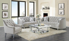 Load image into Gallery viewer, Avonlea Traditional Grey and Chrome Loveseat
