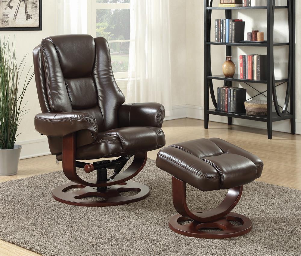 Transitional Brown Chair with Ottoman