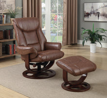 Load image into Gallery viewer, Transitional Chestnut Chair with Ottoman

