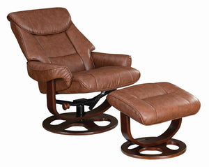 Transitional Chestnut Chair with Ottoman