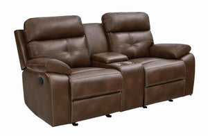 Damiano Brown Faux Leather Reclining Loveseat