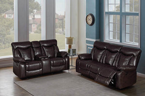 Zimmerman Dark Brown Faux Leather Power Motion Two-Piece Living Room Set