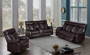 Zimmerman Dark Brown Faux Leather Power Motion Three-Piece Living Room Set