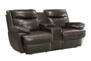 MacPherson Brown Leather Reclining Loveseat