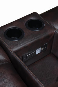 Willemse Chocolate Reclining Sofa With Drop Down Table