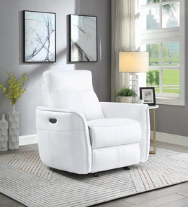 Cecelia Casual White Power Glider Recliner with Power Headrest