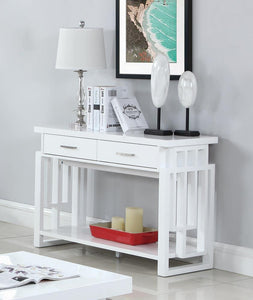 Transitional Glossy White Sofa Table