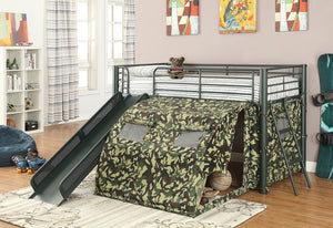 Camouflage Themed Glossy Green Loft Bed