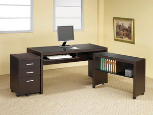 Skylar Contemporary Cappuccino Computer Desk With Keyboard Tray