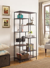 Load image into Gallery viewer, Industrial Walnut and Black Bookcase
