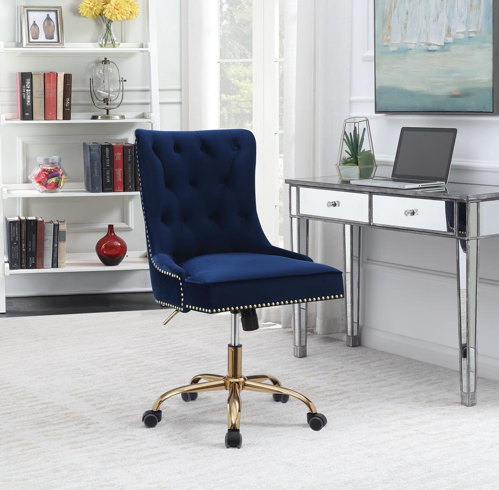 Modern Blue Velvet Office Chair
