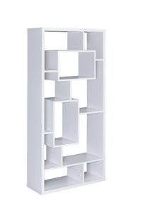 Modern White Asymmetrical Cube Bookcase