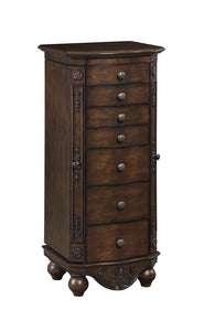 Traditional Brown Red Jewelry Armoire