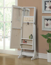 Load image into Gallery viewer, Transitional White Cheval Mirror and Jewelry Armoire
