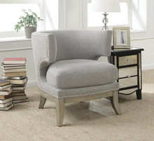 Load image into Gallery viewer, Transitional Grey Exposed Wood Accent Chair
