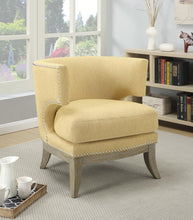 Load image into Gallery viewer, Transitional Bumblebee Yellow Exposed Wood Accent Chair
