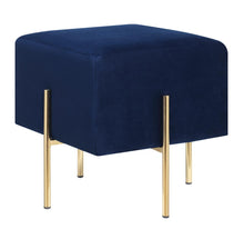 Load image into Gallery viewer, Modern Blue Velvet Ottoman
