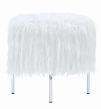 Load image into Gallery viewer, White Faux Sheepskin Ottoman
