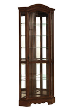Load image into Gallery viewer, Traditional Rich Brown Corner Curio Cabinet
