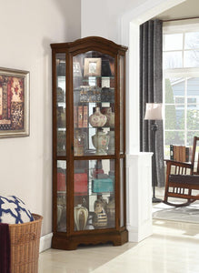Traditional Rich Brown Corner Curio Cabinet