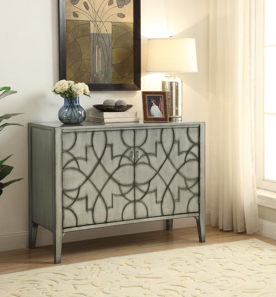 Transitional Silver Two-Door Accent Cabinet