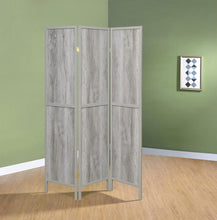 Load image into Gallery viewer, Rustic Grey Driftwood Three-Panel Screen
